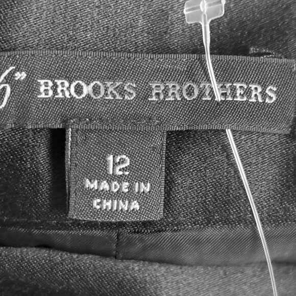 Brooks Brother Wm Sz 12 Black Satin-Look Pencil-Silhouette Midi-Skirt Slit Zip - Picture 8 of 9